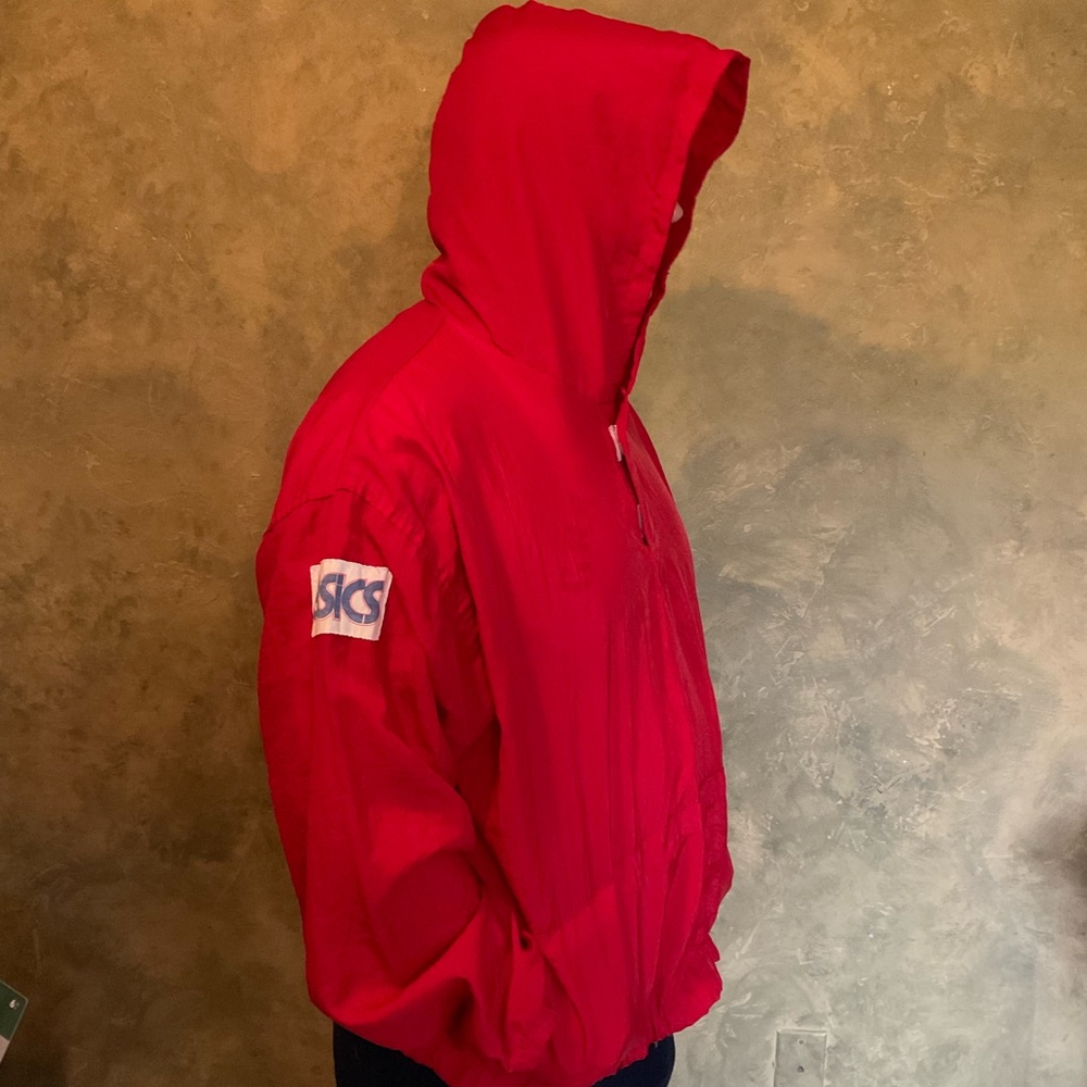 Vintage 80s ASICS Oversized Nylon Windbreaker Hoodie